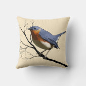 小さい鳥の青、装飾用クッション クッション (裏面)