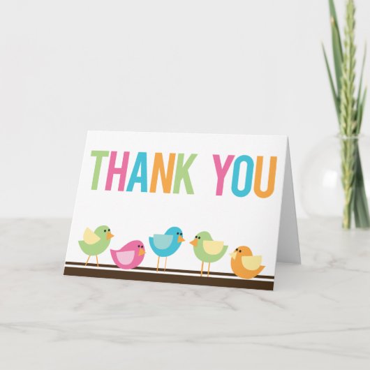 小さい鳥は感謝していしています サンキューカード (正面)