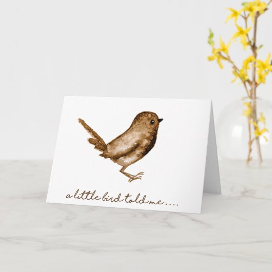 小さい鳥は私に水彩画の印刷カードを告げました カード (黄色い花)