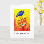 小さい鳥は私に-挨拶状2を告げました カード (黄色い花)