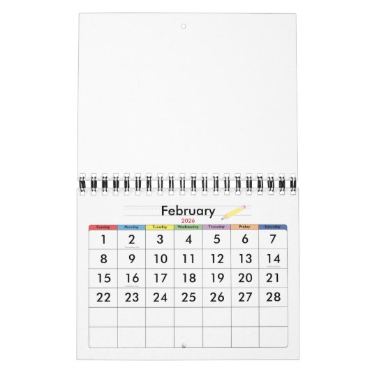 小さい黄色のカ空白のレンダー子供へ カレンダー (2月 2026)