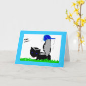 小さい鼻摘みものの男の子カード カード (黄色い花)