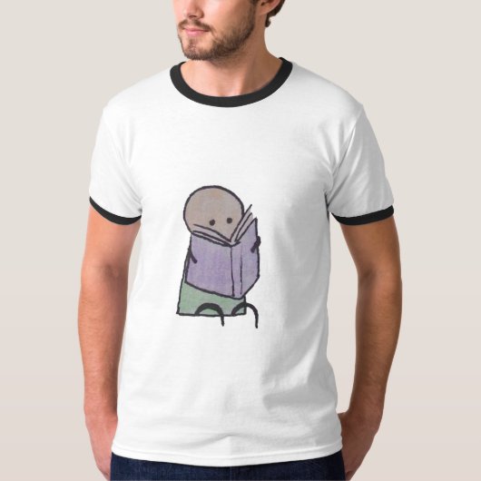 小さい1枚の本の虫メンズ信号器のTシャツ Tシャツ (正面)