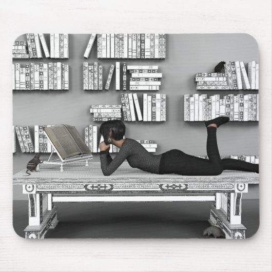 小さいrat de bibliothequee (本の虫) マウスパッド (正面)