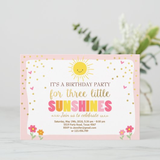 小さいsunshinesの誕生日の招待の接合箇所のパーティー 招待状 (スタンド正面)