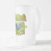 小さおっちょこちょいのな緑めい想の木のカエル フロストグラスビールジョッキ (正面右)