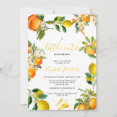 小さくてかわいい水彩オレンジシトラスレモン 招待状 (正面)
