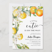 小さくてかわいい水彩オレンジシトラスレモン 招待状 (正面)