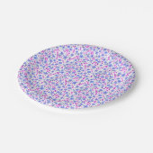 小さくてかわいい白い青いピンクの花柄 ペーパープレート (アングル)