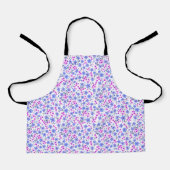 小さくてかわいい白青ピンクの花柄 エプロン (正面)