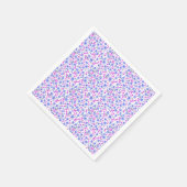 小さくてかわいい白青ピンクの花柄 スタンダードカクテルナプキン (角)