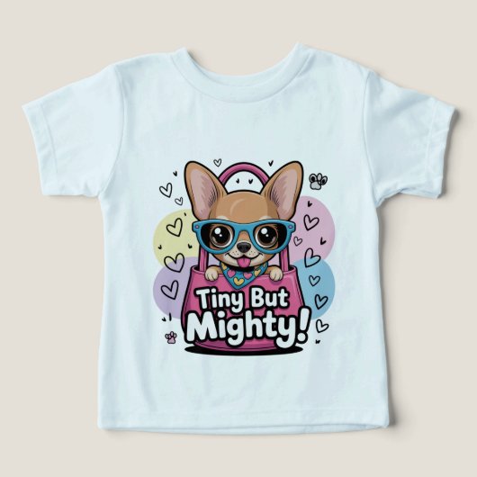 小さくても強いチワワの子供用トップスとTシャツ (デザイン正面)