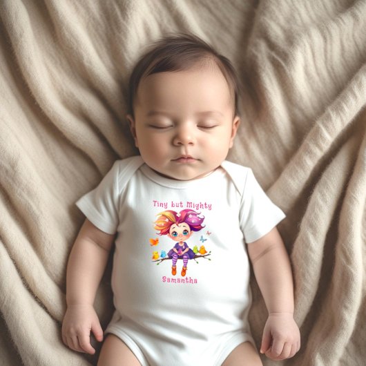 小さくて偉大な虹の妖精と鳥の友達 ベビーボディスーツ