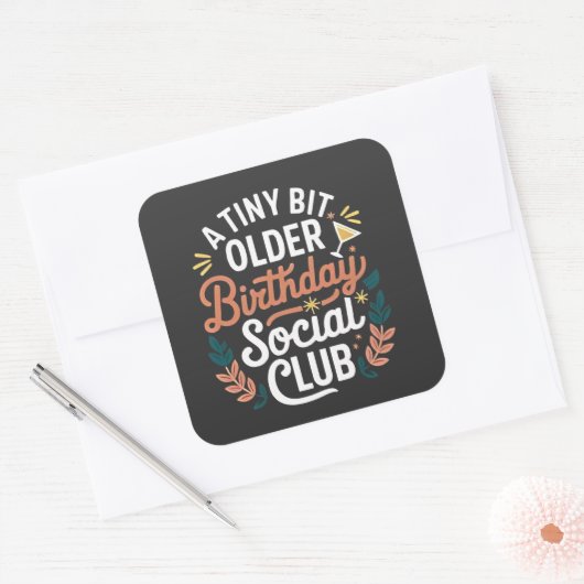 小さくて古い誕生日クラブ スクエアシール (封筒)