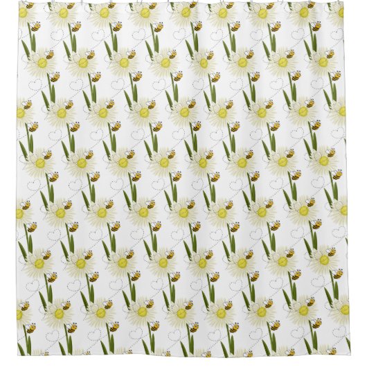 小さくて可愛いハチ二匹 シャワーカーテン (正面)