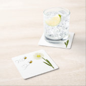 小さくて可愛いハチ二匹 スクエアペーパーコースター (インサイチュ)