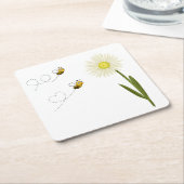 小さくて可愛いハチ二匹 スクエアペーパーコースター (アングル)