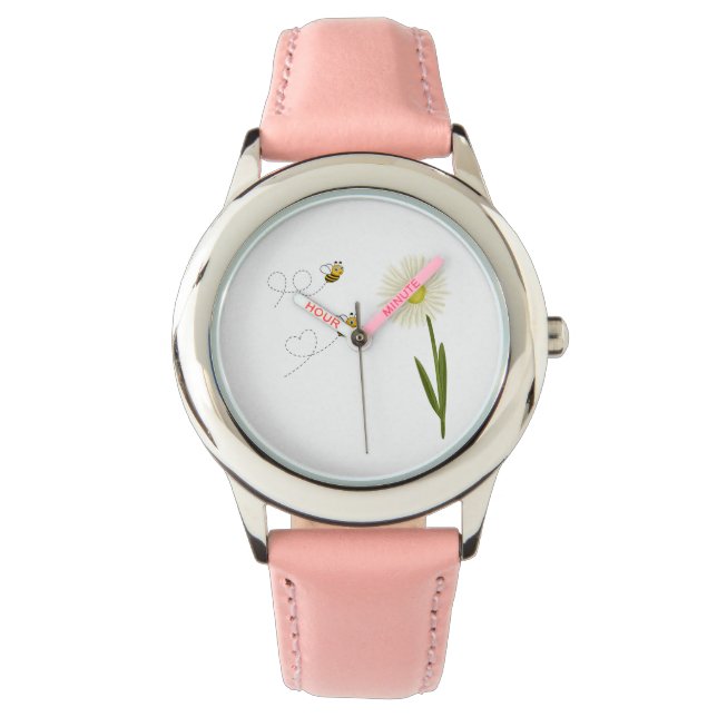 小さくて可愛いハチ二匹 腕時計 (正面)