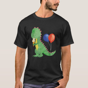小さくて可愛い恐竜とアイスクリームのコーンのリフレッシュ Tシャツ