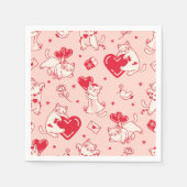 小さくて可愛い猫とハート。おもしろいパーティー スタンダードカクテルナプキン (正面)