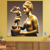 小さくて大きな女性の金属製の彫刻。 キャンバスプリント (インサイチュ (リビング))