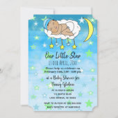 小さくて愛らしいヒスパニックの赤ちゃん、青い星と月よ 招待状 (正面)