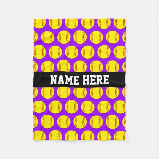 小さくカスタムなフリースのソフトボール毛布-紫色 フリースブランケット (正面)
