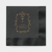 小さく古いブラックカクテルの誕生日パーティー 箔ナプキン (正面)