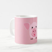 小さく幸せでかわいいピンクのブタ コーヒーマグカップ (正面左)