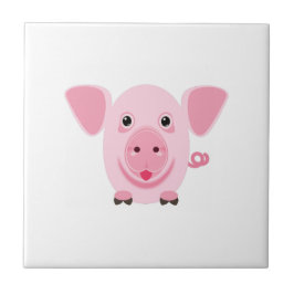 小さく幸せでかわいいピンクのブタ タイル