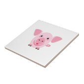 小さく幸せでかわいいピンクのブタ タイル (側面)