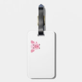 小さく幸せでかわいいピンクのブタ ラゲッジタグ (裏面縦)