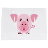 小さく幸せでかわいいピンクのブタ ラージペーパーバッグ (裏面)