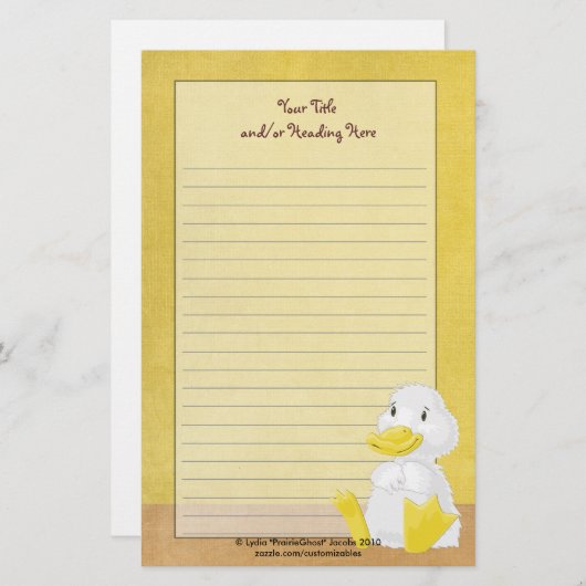 小さく白いアヒルの文房具 便箋 (正面/裏面)