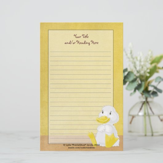 小さく白いアヒルの文房具 便箋 (スタンド正面)
