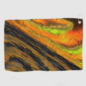 小さく縮んで変形した黄色がかったモザイク ゴルフタオル (横)