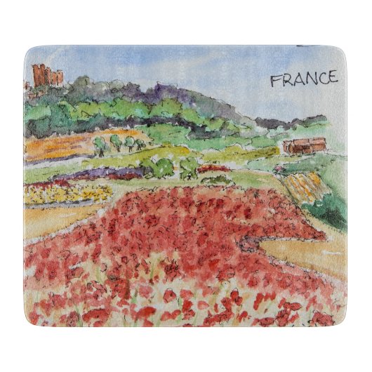 小さく装飾的なガラスまな板 カッティングボード (正面)