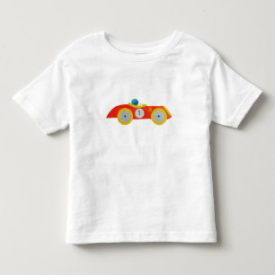 小さく赤いロードスターのレースカーの子供の第1誕生日 トドラーTシャツ