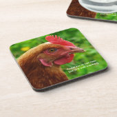 小さく赤い置く雌鶏- RIRまたはISAブラウンの鶏 コースター (左側)