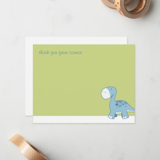 小さく青いディプロドクスは平らな|メッセージカード感謝していしています ノートカード (正面/裏面インサイチュ)
