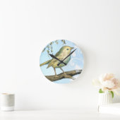 小さく黄色い鳥は調べる枝でとまりました ラウンド壁時計 (ホーム)