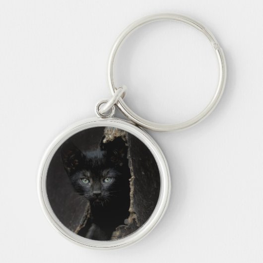 小さく黒い子猫 キーホルダー (正面)