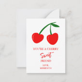 小さなあなたはチェリーのようなスイートな友達 バレンタインズ ノートカード (正面)