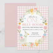 小さなあひるのテーマの1歳の誕生日招待状 招待状 (正面/裏面)