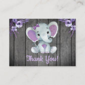 小さなありがとうあなたラベルと文字象パープル 名刺 (裏面)