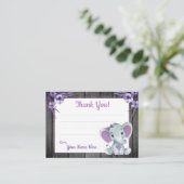 小さなありがとうあなたラベルと文字象パープル 名刺 (スタンド正面)