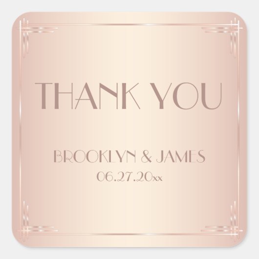 小さなありがとうあなたヴィンテージ赤面結婚式用シール スクエアシール (正面)