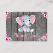 小さなありがとうラベルと文字象ピンクグレー 名刺 (裏面)