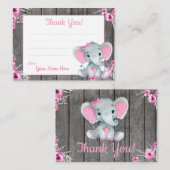小さなありがとうラベルと文字象ピンクグレー 名刺 (正面/裏面)
