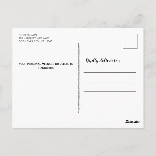 小さないけな犬のパーソナライズされたペット写真Holida ポストカード (裏面)